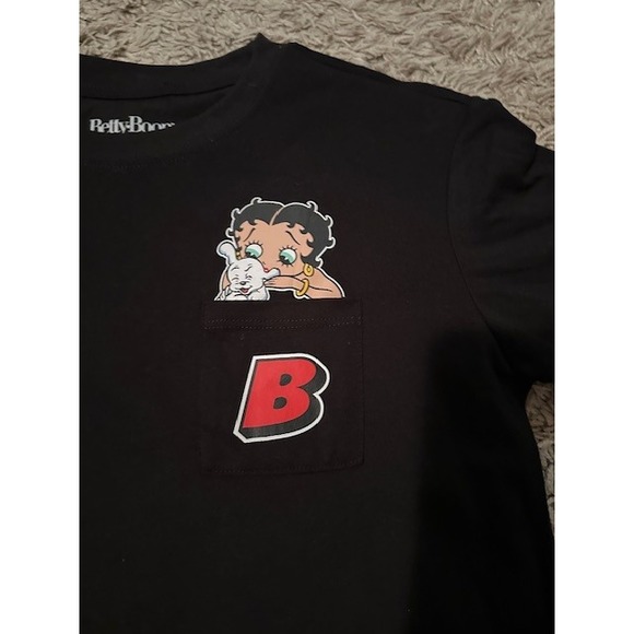 Betty Boop Graphic T-Shirt Adult Black Short Sleeve Tee Retro Pin Up - Picture 3 of 5